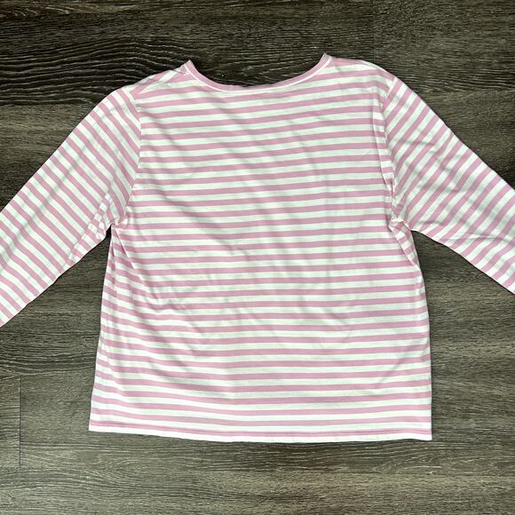 KULE Pink Stripe The Modern Long Sleeve Top XXL 100% Cotton Breton Classic Tee - Picture 7 of 16